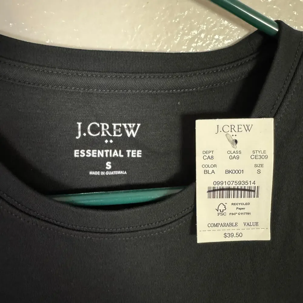 J.Crew Essential Short-Sleeve Crewneck Tee WMNS S Black Short Sleeve Lightweight